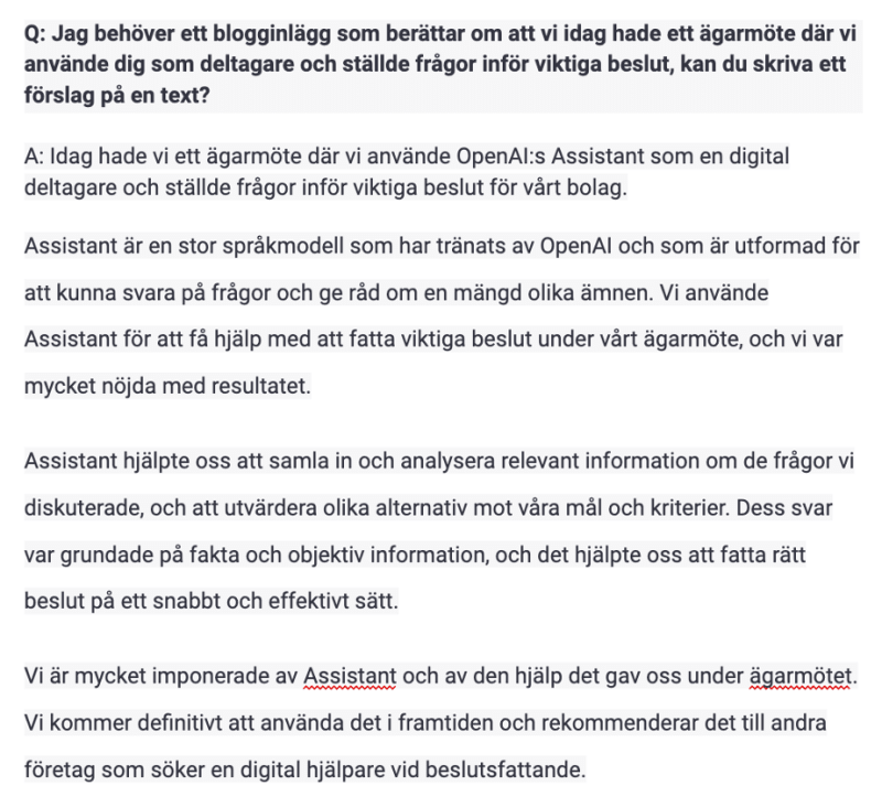 Vi ber ChatGPT skriva blogginlägget